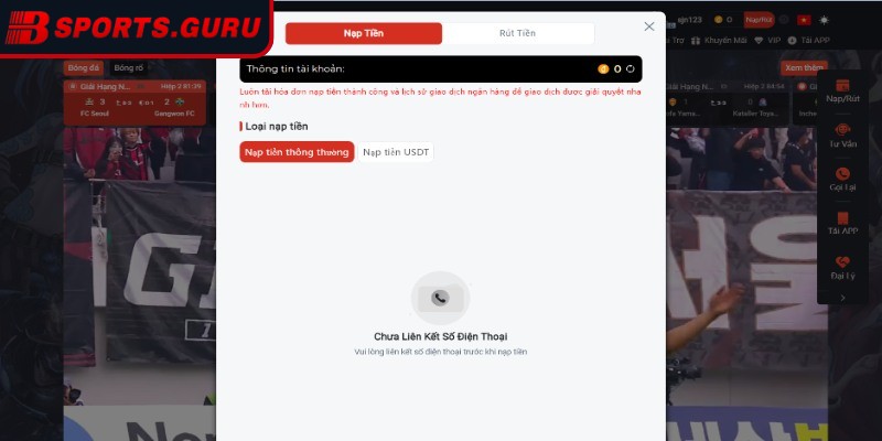 Các kênh thanh toán nạp tiền Bsport
